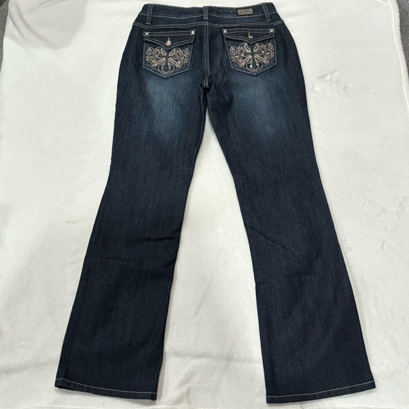 EARL JEAN Women’s Embroidered Rhinestone Boot Cut Denim Jeans - dark wash size 4 - Picture 6 of 7